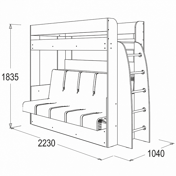 Кровать-диван двухъярусная Омега-17 - Вид 2