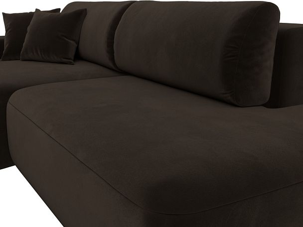 Диван угловой Лига-036 Модерн левый угол Микровельвет коричневый - Вид 3