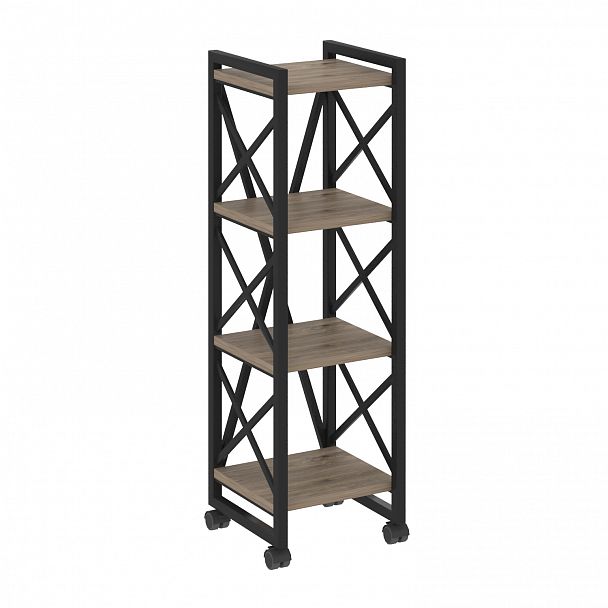 Стеллаж на колесах "Loft" VR.L-MST.K-4.4 тиквуд темный/черный - Вид 1