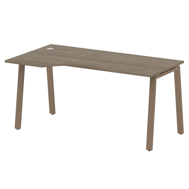 Metal System Стол криволинейный левый на А-образном м/к БА.СА-1 (L) Вяз/Мокко металл 1600*900*750 - Вид 1