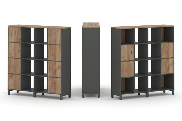 Стайл Проджект Набор стеллажа 1 сторон., 4 яр. SN.NS-441 Антрацит/Дуб Табак/Металл Антрацит 1488*400 - Вид 1