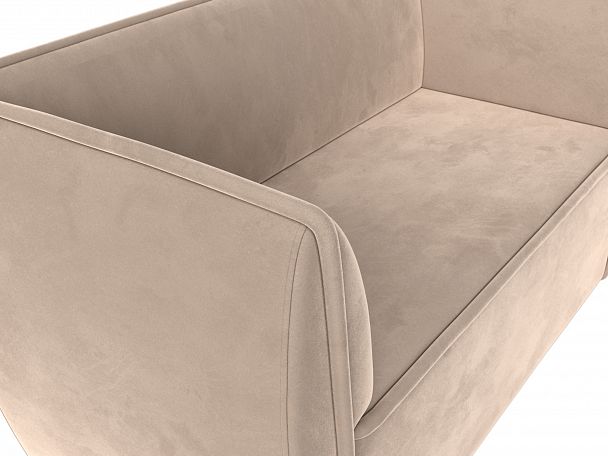 Прямой диван Бергамо 2-х местный (полностью велюр бежевый) - Вид 4