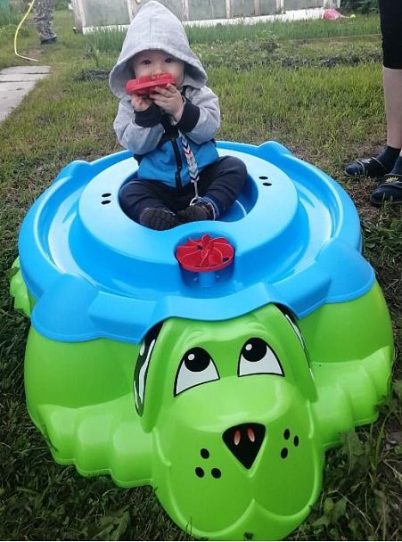 Песочница Sheffilton KIDS Собачка с крышкой 432 голубой/зеленый - Вид 9