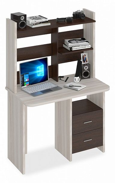 Стол компьютерный Домино Lite СКЛ-Прям100Р+НКЛ-100 Венге/Карамель - Вид 1