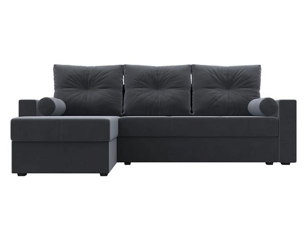 Диван угловой Верона Лайт угол левый (полностью велюр серый) - Вид 2