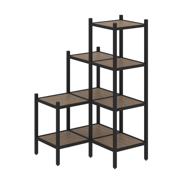 Loft Угловой внутренний стеллаж наборный VR.L-36 Дуб аризона/Чёрный металл 862*862*1458 - Вид 1