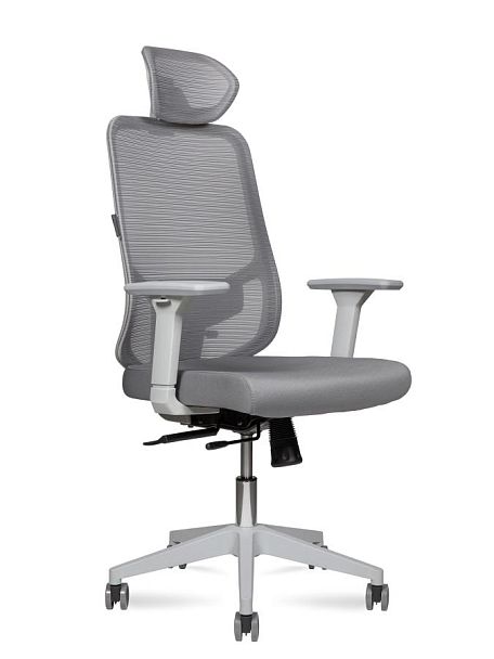 Кресло офисное / Best grey / серый пластик / серая сетка / серая ткань - Вид 1