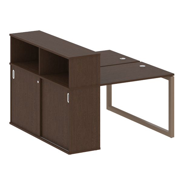 Metal System Quattro Р. ст. с шкафом-купе на О-образном м/к 50БО.РС-СШК-2.1 Т Венге/Мокко металл 1410*1475*1098 - Вид 1
