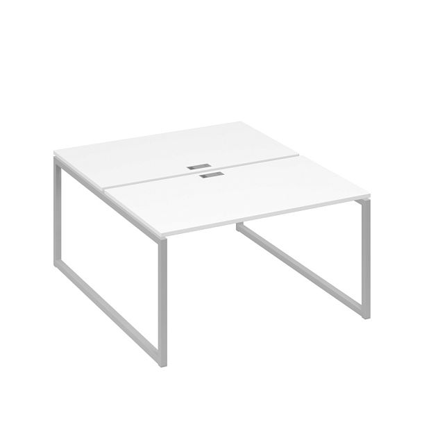 Рабочая станция QUATTRO (2х140) опоры металлокаркас A4 А4 Б4 177 БП белый премиум / металлокаркас серый - Вид 1