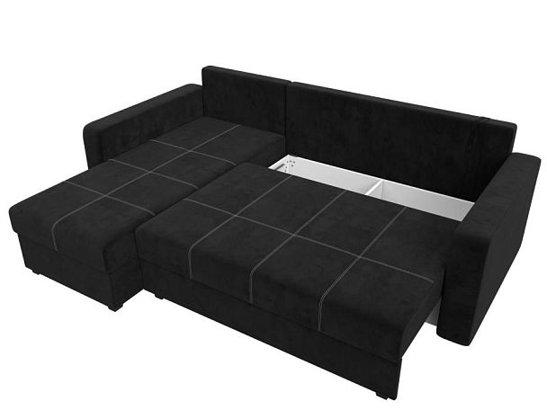 Диван угловой Ливерпуль Лайт левый угол Велюр черный - Вид 7