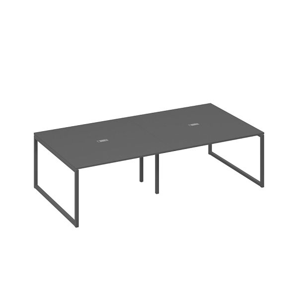 Стол 280 переговорный с опорами QUATTRO A4 А4 Б4 135-2 БП антрацит премиум / металлокаркас антрацит - Вид 1