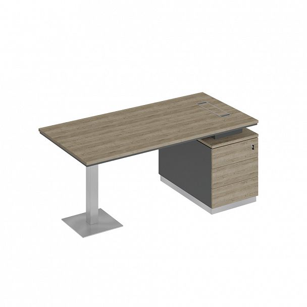 Стол руководителя на опорной тумбе (левый/правый) "City" СИ 103 дуб гладстоун светлый/антрацит премиум/дуб гладстоун светлый - Вид 1