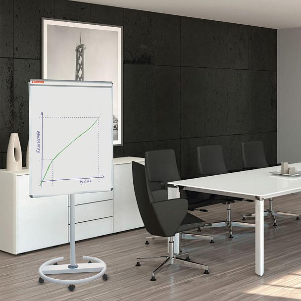 Доска-флипчарт магнитно-маркерная 70х100 см, передвижная, ГАРАНТИЯ 10 ЛЕТ, BRAUBERG, 231703 - Вид 5