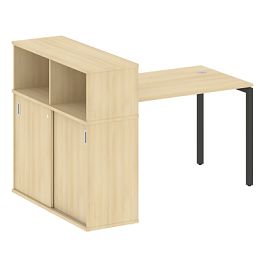 Metal System Quattro Стол письменный с шкафом-купе на П-образном м/к 40БП.РС-СШК-3.2 Т Акация/Антрацит металл 1610*1120*1098 - Фото предпросмотра