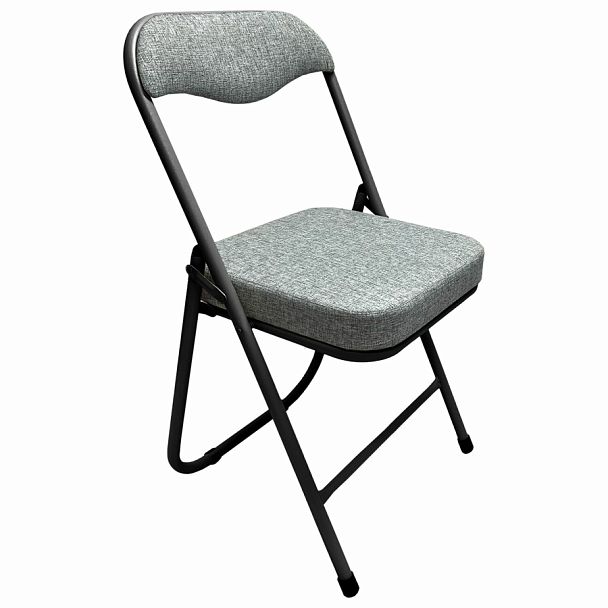 Стул складной для дома и офиса РС04К комфорт, черный каркас, рогожка светло-серая - Вид 1