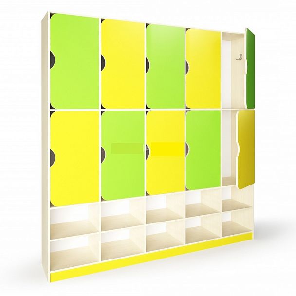 Шкаф детский двухъярусный 10-ти секционный с обувницей ШДД-001 - Вид 1