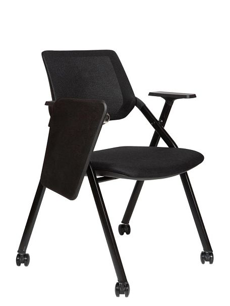 Стул / Step M+R / черный пластик / черная сетка / черная ткань/ пюпитр/ролики - Вид 1