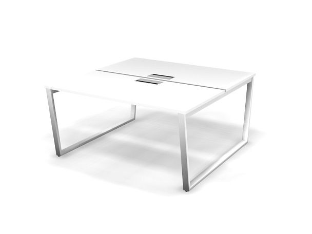 MATRIX 121S205-V Стол прямой двойной, проводник Merida (V-обр. опоры) 1580х1590х775 Белый - Вид 1