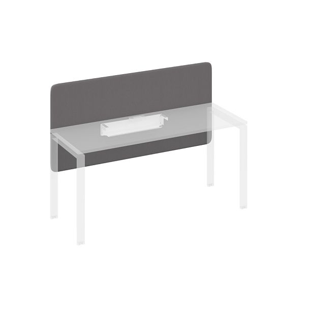 Экран для стола 160 фронтальный тканевый с кабель-каналом A4 А4 Б 858 серый / металлокаркас белый - Вид 1