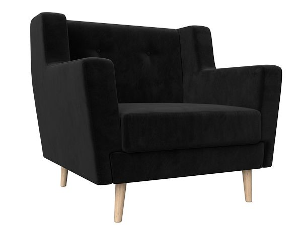 Кресло Брайтон (полностью велюр черный) - Вид 1