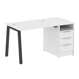 Metal System Р. ст. с тумбой на А-образном м/к БА.РС-СТП-1.1 Белый/Антрацит металл 1412*720*750 - Фото предпросмотра