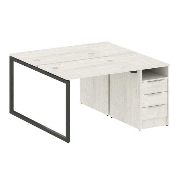 Metal System Quattro Р. ст. с тумбой на О-образном м/к 40БО.РС-СТП-2.1 Дуб наварра/Антрацит металл 1412*1475*750 - Вид 1