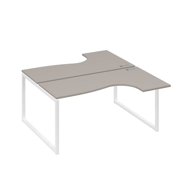 Рабочая станция QUATTRO (2х160) столы Классика эргономичные A4 А4 Б4 182 БП мокко премиум / металлокаркас белый - Вид 1