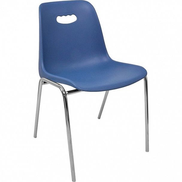 Стул Venezia (4 ножки) каркас хром, синий, стопируемый - Вид 1