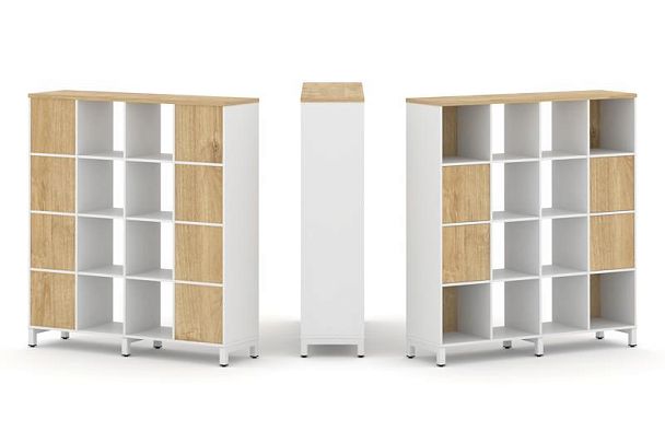 Стайл Проджект Набор стеллажа 1 сторон., 4 яр. SN.NS-441 Белый/Тиквуд Светлый/Металл Белый 1488*400* - Вид 1