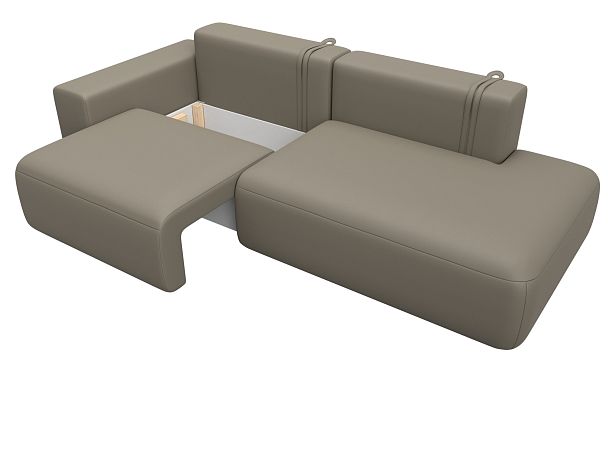 Диван прямой Лига-036 НПБ Модерн подлокотник слева Экокожа бежевый - Вид 7