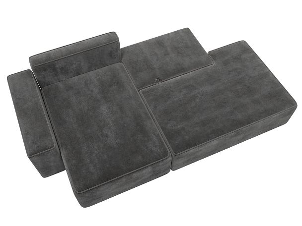 Диван угловой Лига-079 угол левый Велюр серый - Вид 8