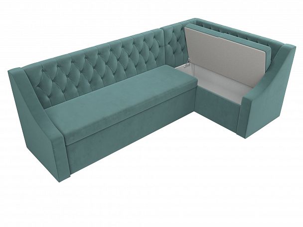 Кухонный угловой диван Мерлин правый (полностью Велюр бирюзовый) - Вид 6