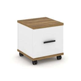 Concept Тумба мобильная 1 распаш. фасад CN.TUM-007 B Сандал Янтарный/Белый Бриллиант/Металл Черный 420*420*448 - Фото предпросмотра