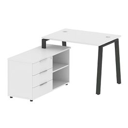 Metal System Р. ст. с тумбой на А-образном м/к БА.РС-СТС-2.1 (L) Белый/Антрацит металл 1100*1520*750 - Фото предпросмотра