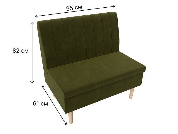 Диван прямой Мини Микровельвет зеленый - Вид 8