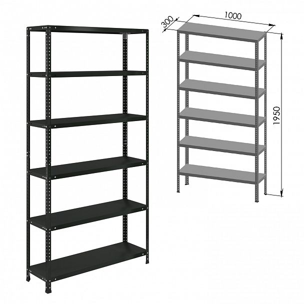 Стеллаж металлический BRABIX "ГРАФИТ MS KD-195/30-6", лофт, 1950х1000х300 мм, 6 полок, 291271, S240BR243693 - Вид 6