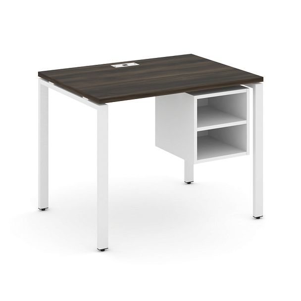 Concept Стол рабочий с подвесной тумбой с 2 открытыми нишами CN.SP-105 Дуб Мали/Белый Бриллиант/Металл Белый 980*720*750 - Вид 1