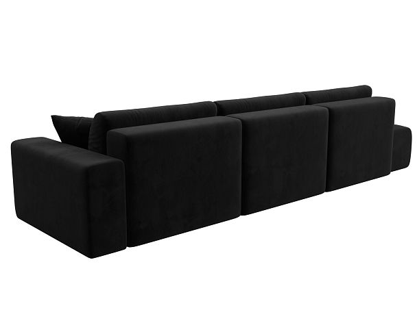 Диван прямой Лига-036 Модерн Лонг подлокотник справа Велюр черный - Вид 5