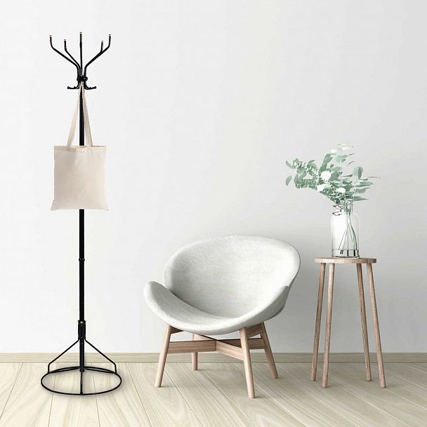 Вешалка-стойка "Ажур-2", 1,89 м, основание 46 см, 5 крючков, металл, черная - Вид 6