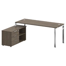 Metal System Direct Стол руковододителя с тумбой левый БГ.СРТ-5.7 (L) Вяз/Нерж. сталь 1900*1520*750 - Фото предпросмотра