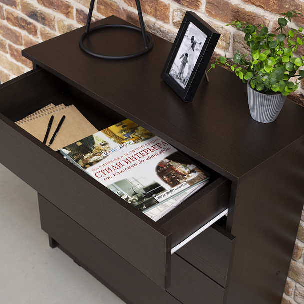 Комод BRABIX "Scandi CM-001", 750х330х730 мм, 4 ящика, ЛДСП, венге, 641902, ЦБ013659 -3 - Вид 3