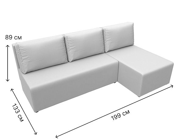 Угловой диван Поло правый (полностью экокожа белая) - Вид 9