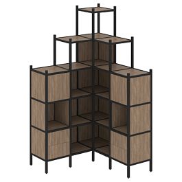 Loft Угловой внутренний стеллаж наборный VR.L-45 Дуб аризона/Чёрный металл 1278*1278*2280 - Фото предпросмотра