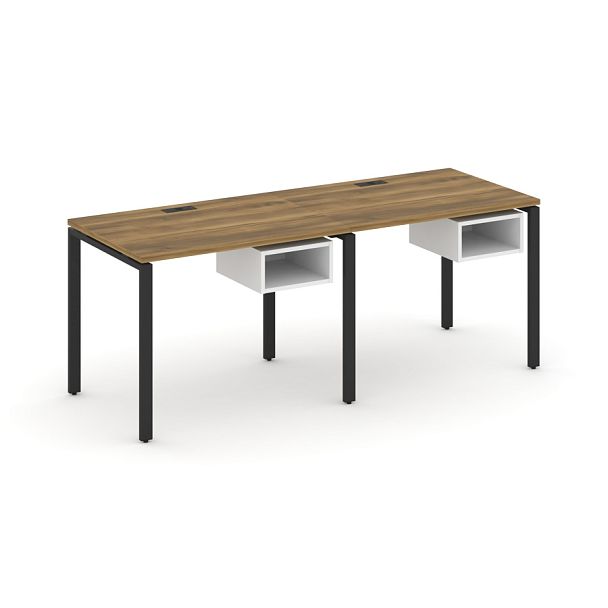 Concept Рабочая станция односторонняя с подвес. тумбами 2 места CN.ORS-101 Сандал Янтарный/Белый Бриллиант/Металл Черный 1960*720*750 - Вид 1