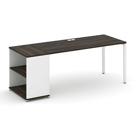 Concept Стол рабочий с опорным стеллажом CN.SP-204 Дуб Мали/Белый Бриллиант/Металл Белый 2000*720*750 - Фото предпросмотра