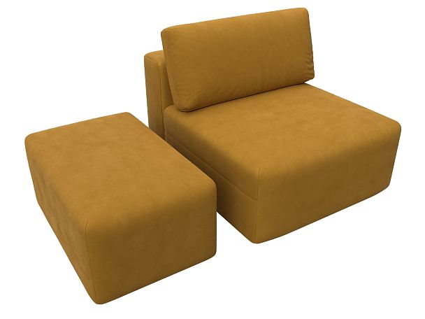 Модули диван и пуф Лига-060 НПБ Велюр желтый - Вид 6