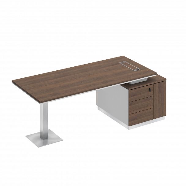 Стол на опорной тумбе (левый/правый) "City" СИ 106  дуб гладстоун/белый премиум/дуб гладстоун - Вид 1