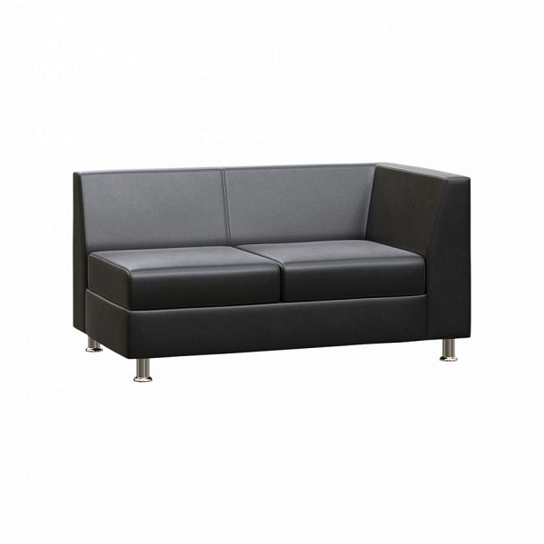 Секция с подлокотником двухместная левая "PRIME" PR.SP-2(L) черный кз - Вид 1