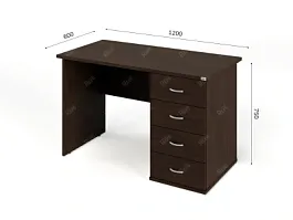 UNITY РС06-12 R Венге Стол однотумбовый Правый 1200х600х750 - Фото предпросмотра