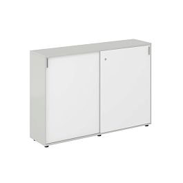 Шкаф купе 1638х400х1125 средний, с замком / корпус цвет: серый бархат, фасады: белый Сигма / Sigma - Фото предпросмотра